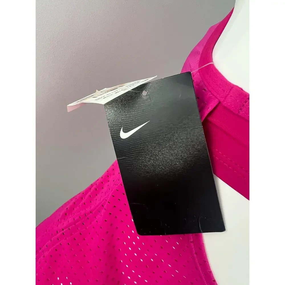 Nike Pink Stretch Mesh Sporty Essential Tankini Swimsuit Top Small